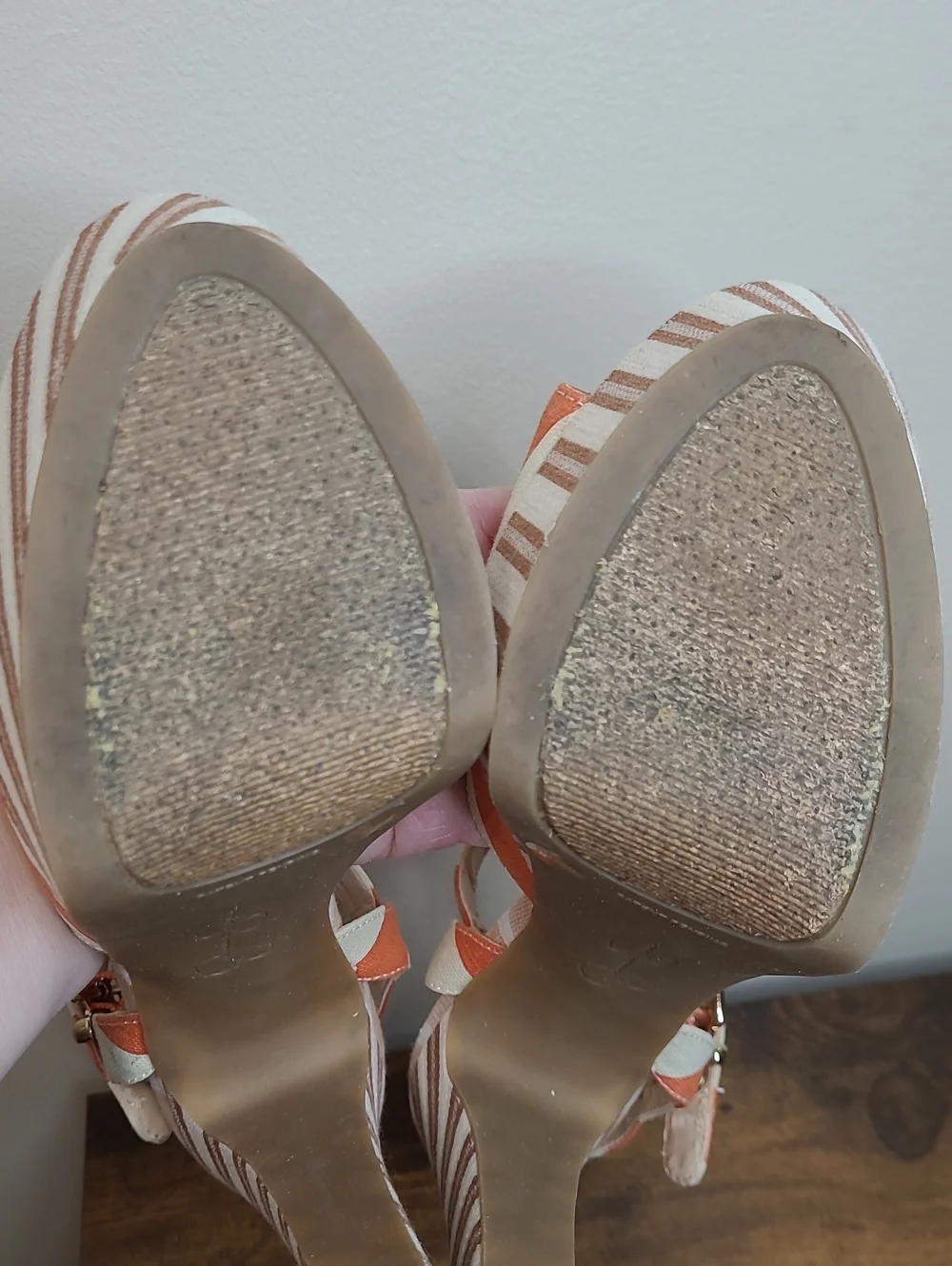 Jessica Simpson PAPAYA Orange & Cream Sundown Yacht Striped Platform Heels (9)